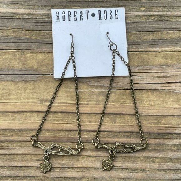 Robert Rose Women Necklace Vintage Style Bronze Tone Drop Down Earrings Jewelry - Picture 5 of 8